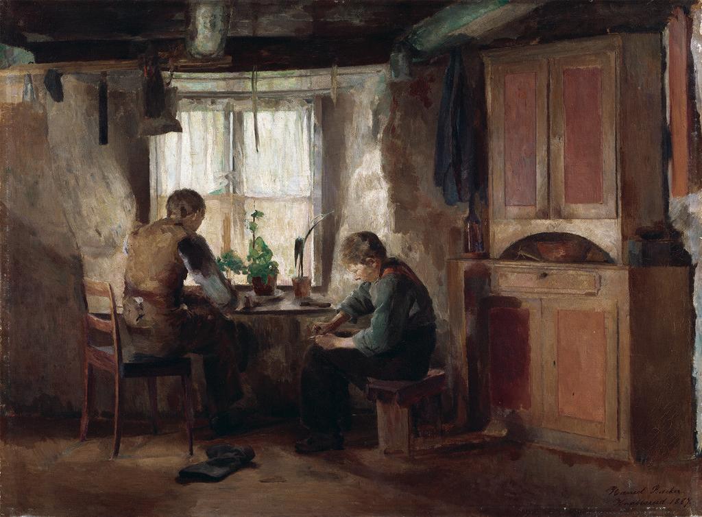 Harriet Backer (1845-1932), Les Cordonniers, 1887. Huile sur toile, 66 × 89 cm. Stockholm, Nationalmuseum.